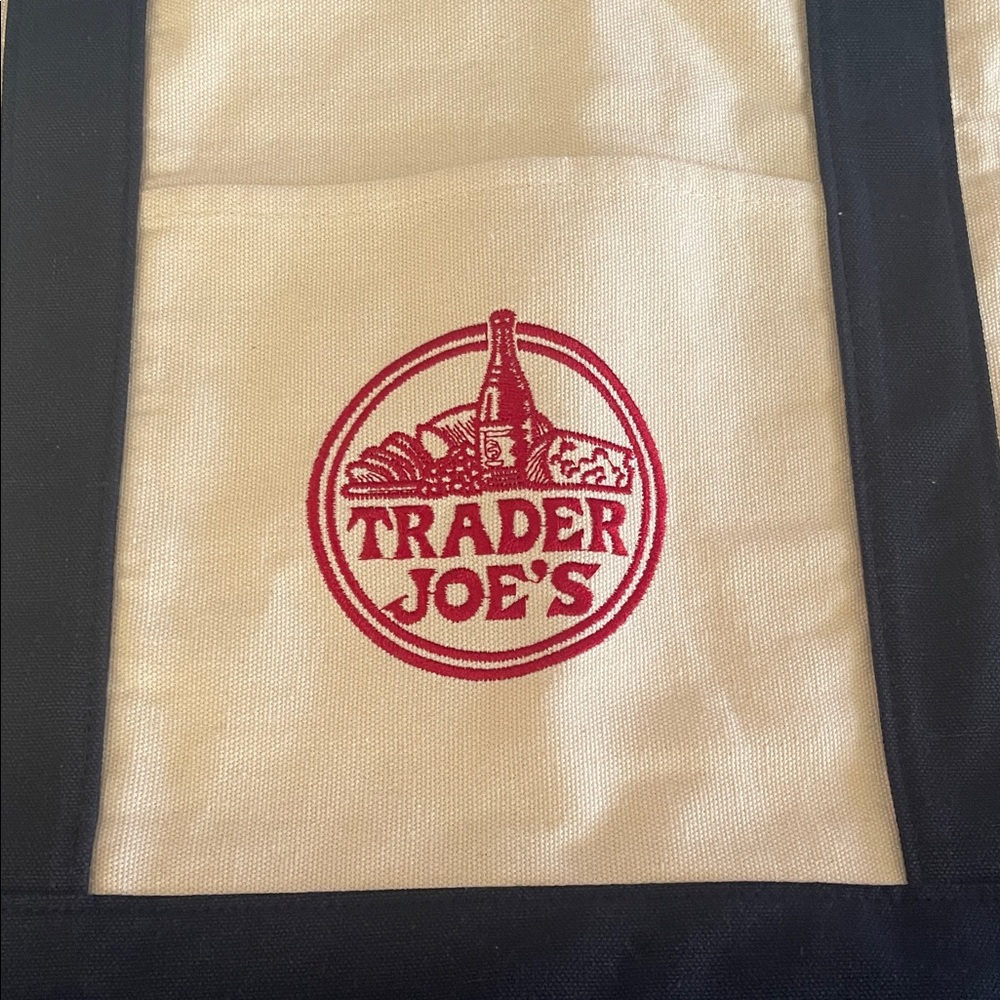 Trader Joe's Cream and navyTote Bag - Picture 3 of 5